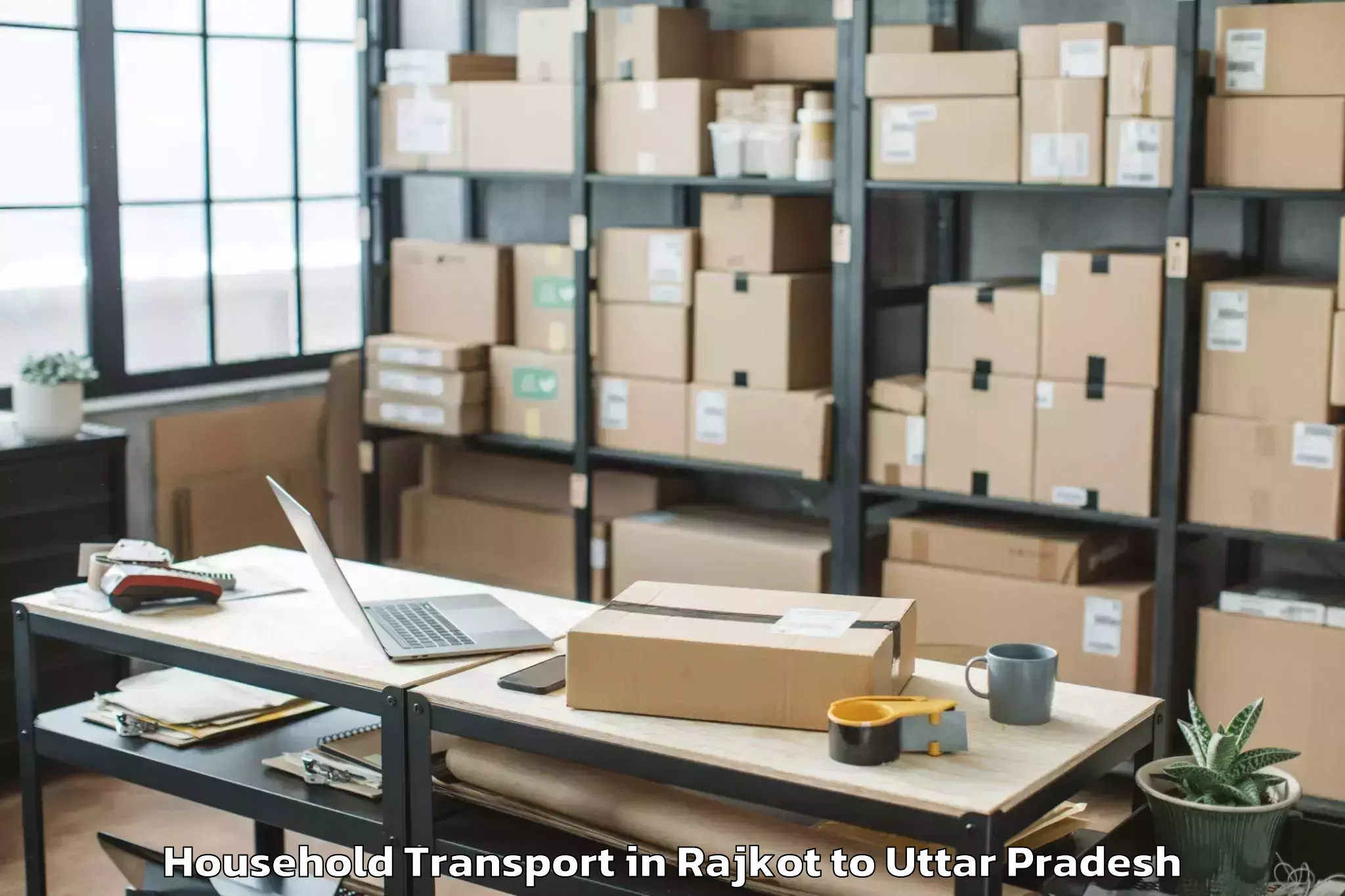 Book Rajkot to Jansath Household Transport Online